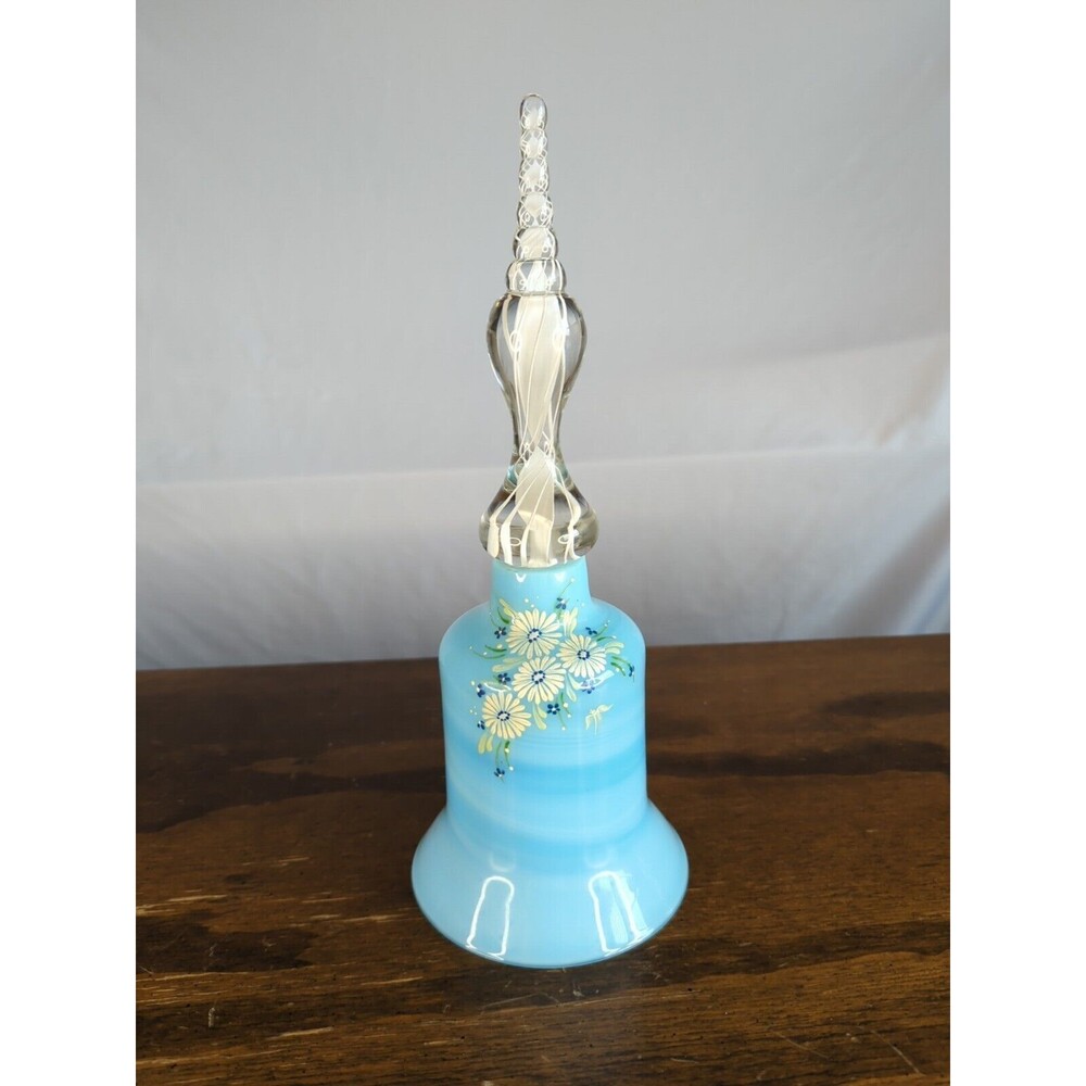 Pairpoint Hand Painted wedding bell 12" tall Baby blue